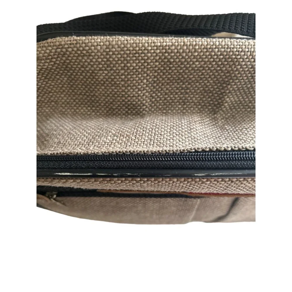 Oscar De La Renta Vintage Tan Tweed Carry On Luggage/Travel Bag